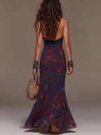 Isadora | Vestido Maxi Floral de Encaje con Cuello Halter