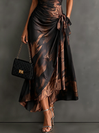Camille | Vestido Midi Cruzado con Estampado Abstracto