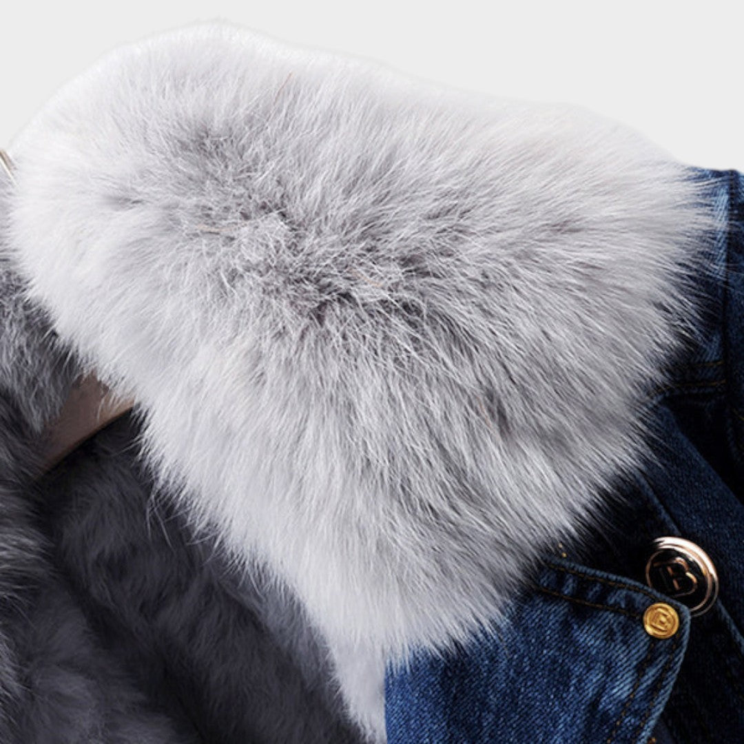 Alessia™ | Chaqueta Vaquera Mujer con Cuello de Pelo