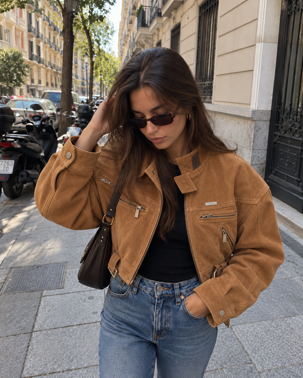 Kona | Chaqueta Efecto Ante con Cremallera