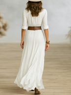 Aurore | Vestido Largo de Lino con Cuello Invertido