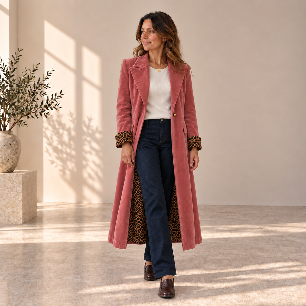 Carlota | Abrigo Largo con Detalles de Leopardo
