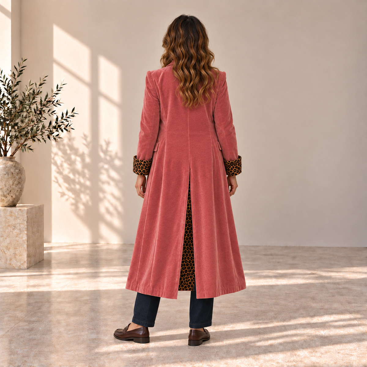 Carlota | Abrigo Largo con Detalles de Leopardo