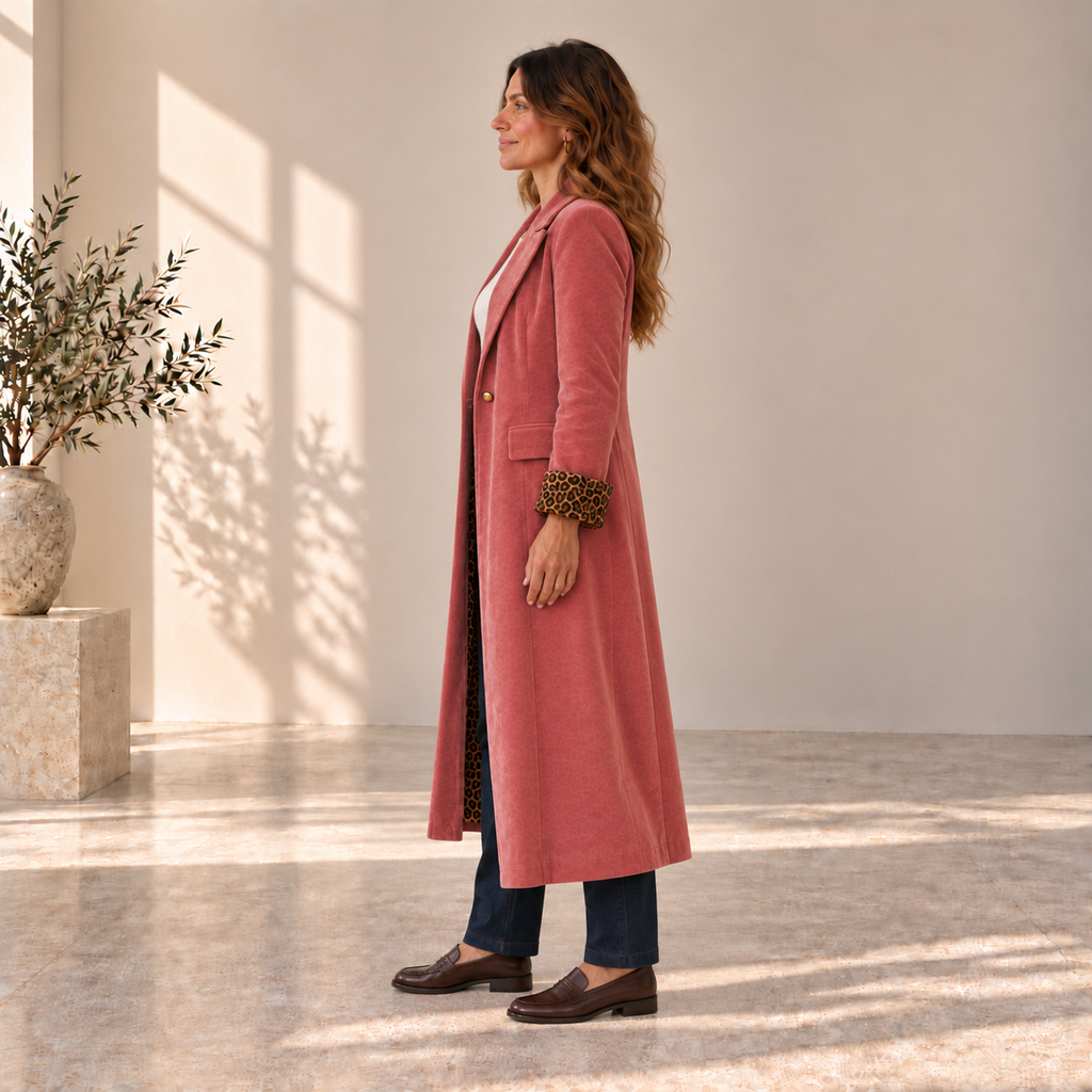 Carlota | Abrigo Largo con Detalles de Leopardo