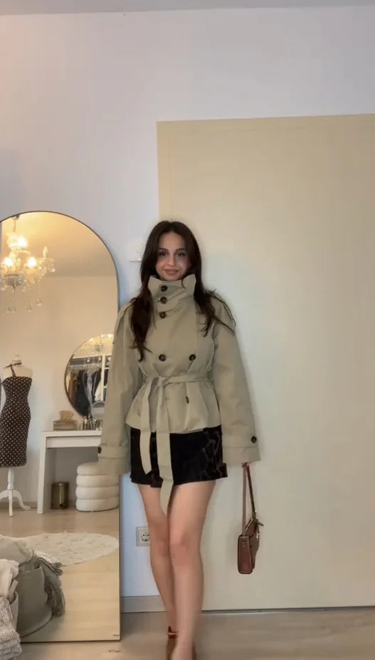 Daphne | Chaqueta Trench Corta con Cintura Ajustable