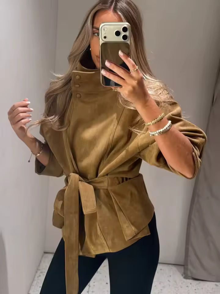 Verona | Chaqueta Efecto Ante con Cinturón