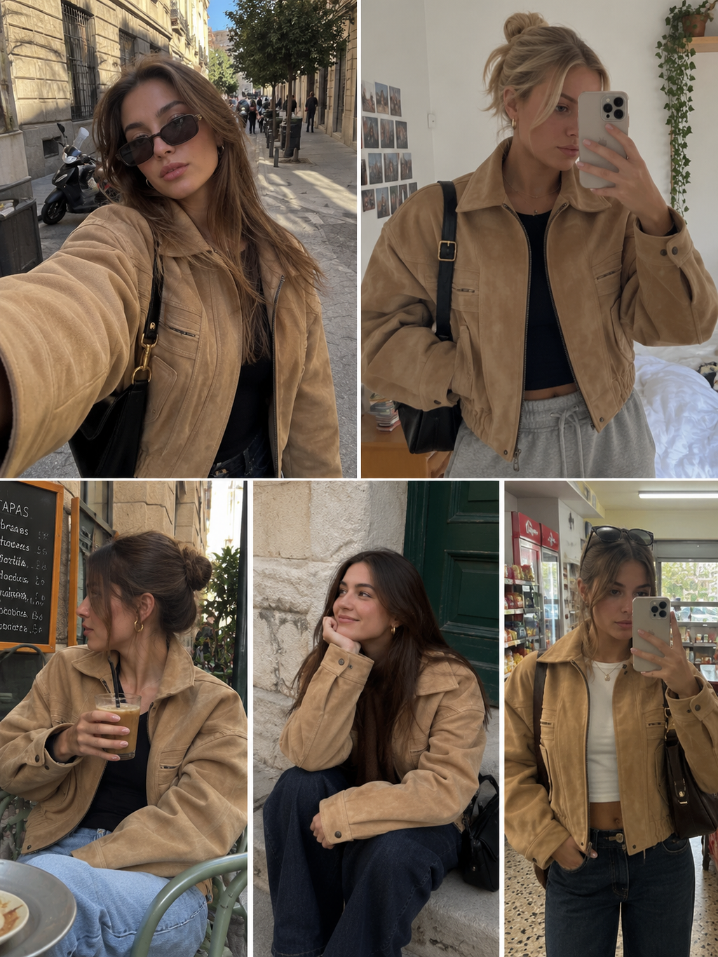Kona | Chaqueta Efecto Ante con Cremallera