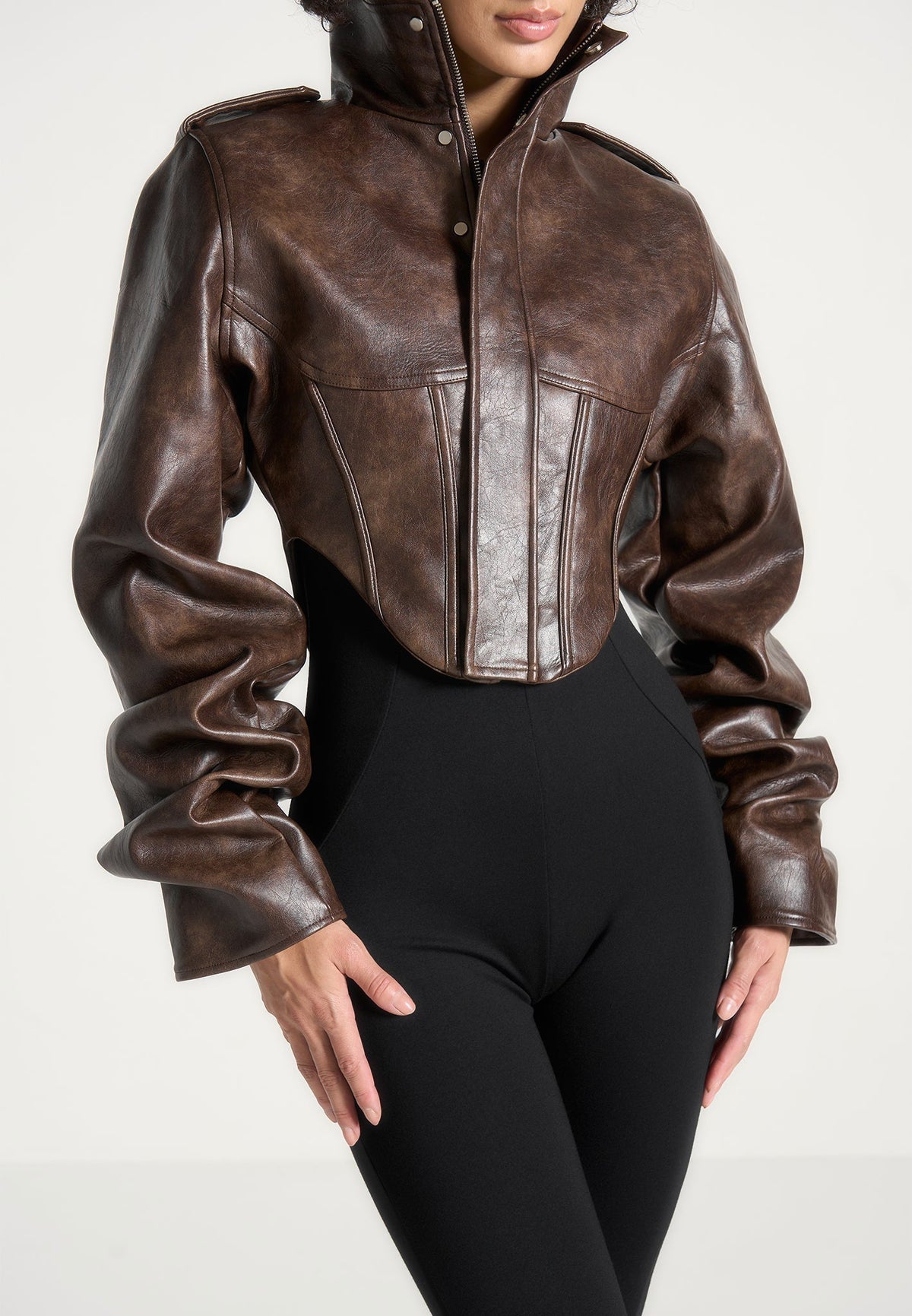 Solange | Chaqueta Corsé Efecto Cuero Vintage
