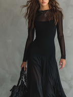 Tilda | Vestido Maxi Negro de Corte Fluido