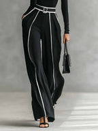 Emma | Conjunto Elegante de Cuello Alto y Pantalón Ancho