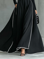 Susanna | Vestido Maxi con Cinturón y Ribetes en Contraste