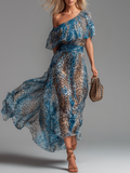 Seraphina | Vestido Maxi de Leopardo Asimétrico