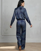Cloe | Conjunto de Camisa Satinada Estampada y Pantalón Ancho