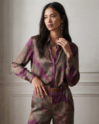 Cloe | Conjunto de Camisa Satinada Estampada y Pantalón Ancho