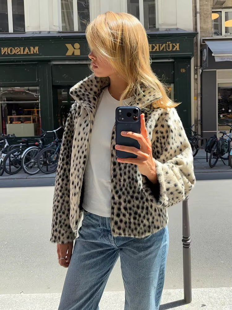 SOERA Denise Leopard Faux Fur Jacket & Mini Skirt Set - Matching Sets -  Jacket M