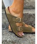 Sandalias LOSATO Ferrata Olive en Piel Natural