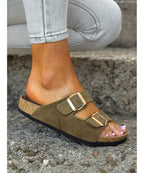 Sandalias LOSATO Ferrata Olive en Piel Natural